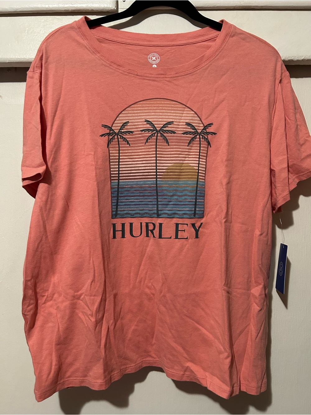 Hurley Coral Graphic Tee with Blue Tag